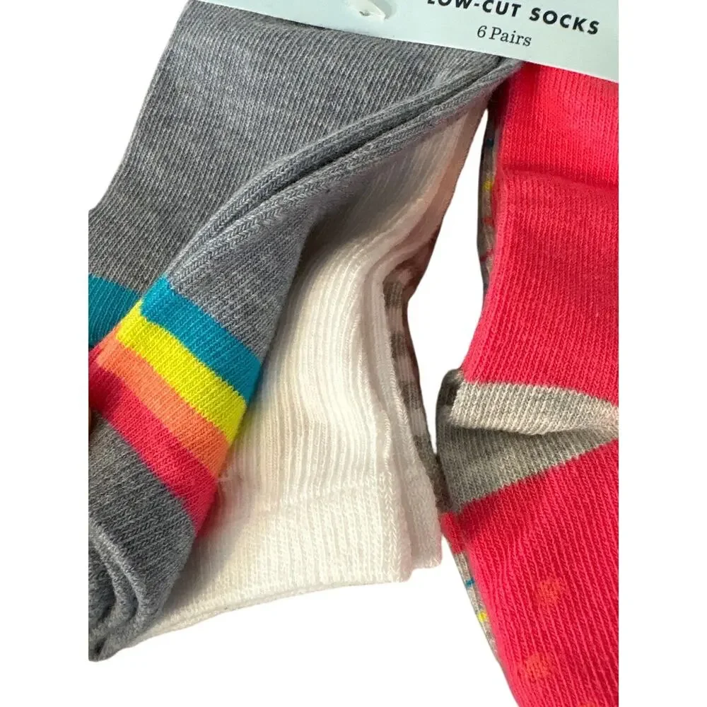 Cat & Jack Girls Low-Cut Socks 6 Pairs Multicolor Neutral Size 4T-5T 8-11 New